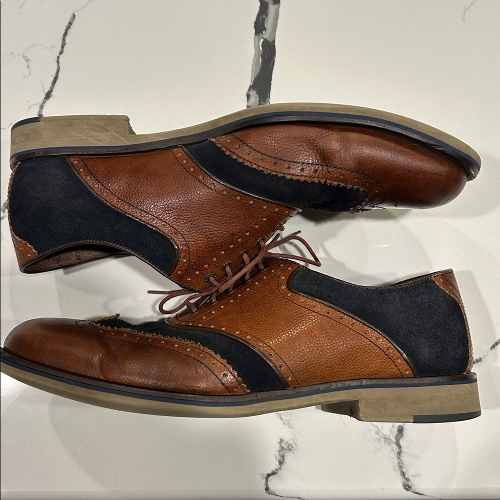 Johnston & Murphy Two-Tone Brown and Navy Oxfords